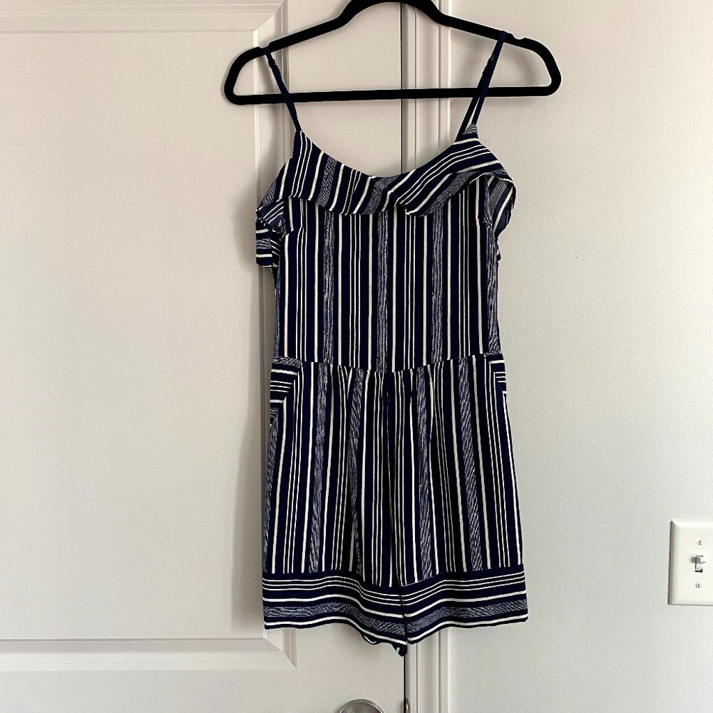 Ann Taylor Navy and White Striped Romper